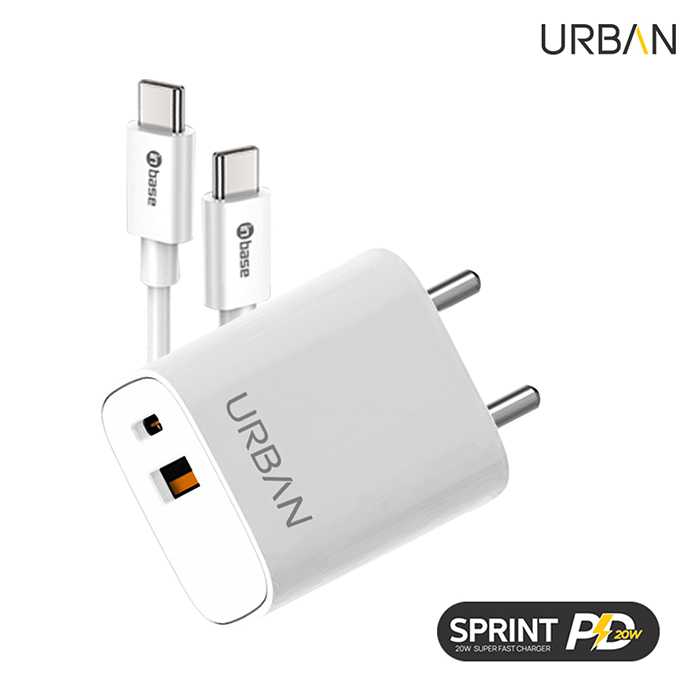 Urban Sprint 20W PD+QC Super Fast Charger with C-C Cable