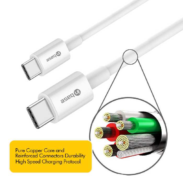 Type C - C Cable - Charge and Sync 60W Fast Cable - White 1.2M