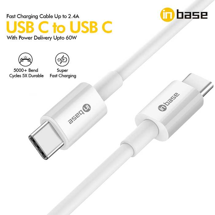 Type C - C Cable - Charge and Sync 60W Fast Cable - White 1.2M