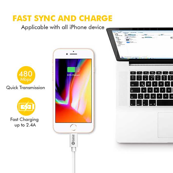 Charge and Sync -  Lightning Cable  White 1.2M