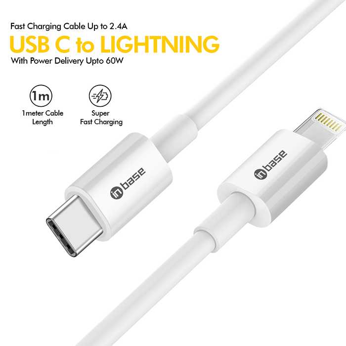Type C - L Cable - Charge and Sync 18W Fast Cable - White 1.2M