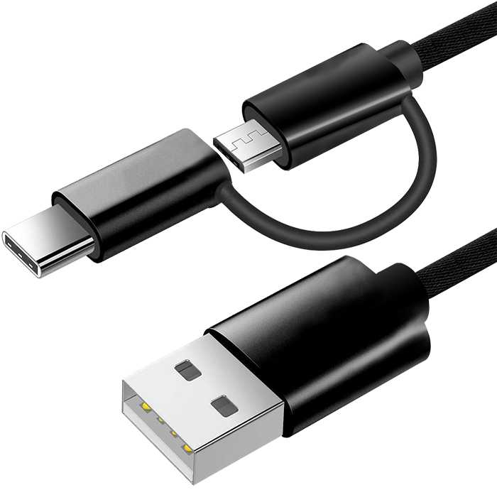 2 in 1 Cable - Nylon Braided - M+C 25CM